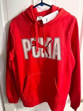 Puma Men's Red Logo Zip-Up Hoodie